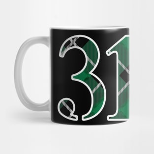 31 Sports Jersey Number Green Black Flannel Mug